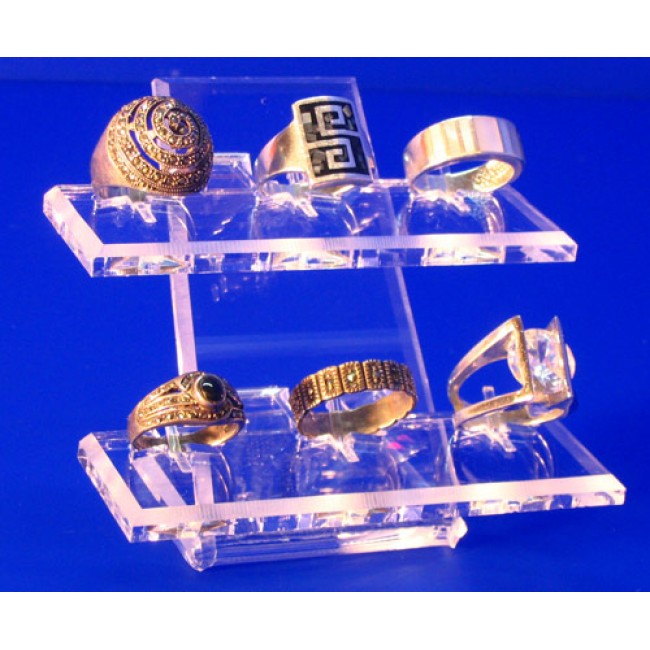 Expositor anillos 6 unidades 2 bases elevadas - La Tienda del Metacrilato